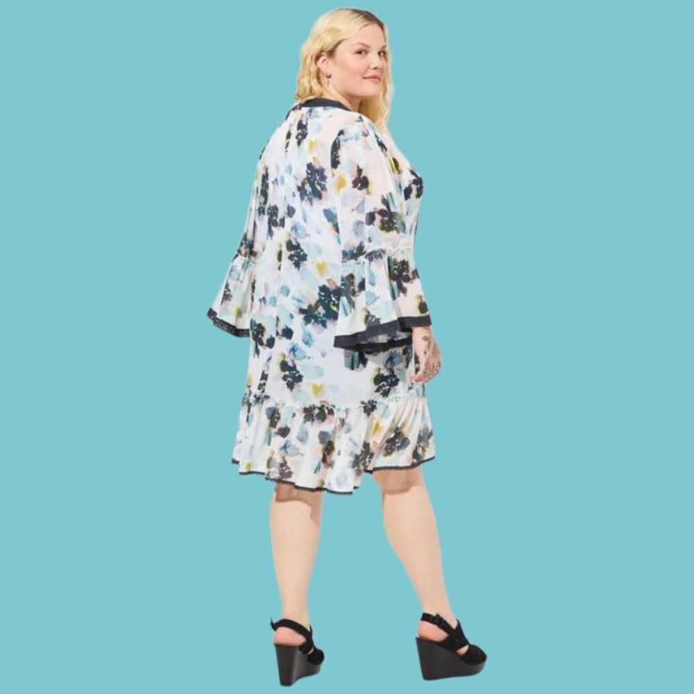 TORRID Textured Plus Size Chiffon Midi Ruffle Kimono.โJUST IN! - Picture 9 of 16